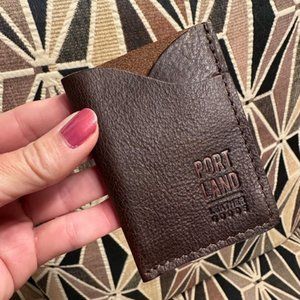 NEW Portland Leather Goods Minimalist Wallet ID Holder Unicorn Dark Brown
